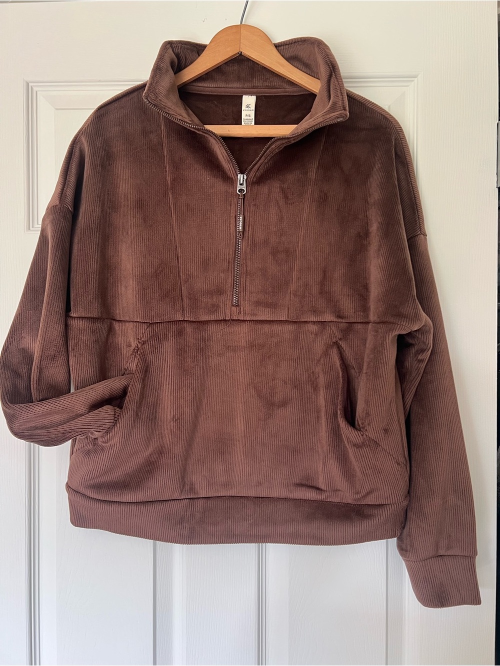 Kyodan Women’s Half-Zip Brown Pullover Corduroy Sweatshirt- P/S